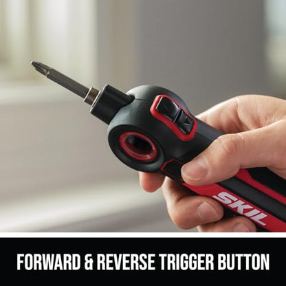 SKIL Twist 2.0 Rechargeable 4V Screwdriver with Pivoting Head, Torque Setting, USB-C Charging Cable & 2PC Bit Set-SD5619-01