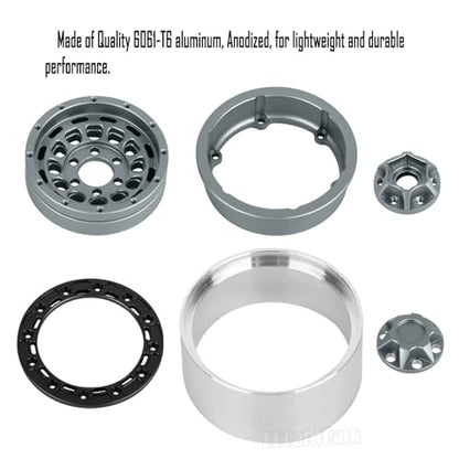 Aluminum 1.9 Beadlock Wheel Rims with Adjustable Offset for 1/10 RC Crawler Car SCX10 SCX10 II 90046 SCX10 III AXI03007 TRX4/6 Gen7/8 D90 VS4-10,BRCatWPark 4pcs Double Beadlock Wheel Rims,Titanium - color: Titanium - (Adjustable Rims)