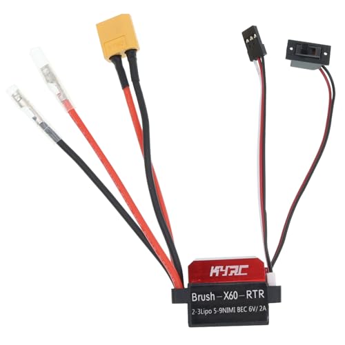RC Car 60A Brushed ESC Electric Speed Controller 6V/2A BEC Compatible with Traxxas TRX4 TRX6 D90 HSP Tamiya Redcat Axial SCX10 HPI 4WD Truck 1/10 RC Truck Car Crawler (XT60 Plug Without Fan) - style: XT60 Plug without Fan