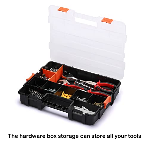 Tool Box Organizer Interlocking Black Small Parts Organizer for Fasteners and Crafts w/Removable Dividers (2 Piece Pack) - size: 2 PCS Toolbox Organizer