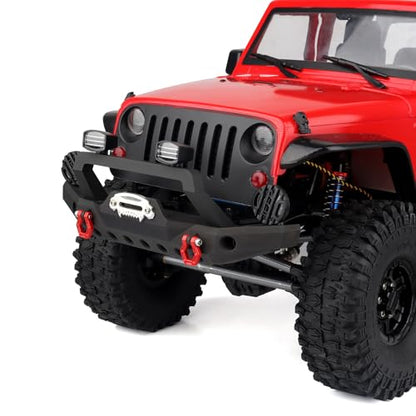 1/10 RC Crawler Metal Front Bumper Set with Winch & 5mm White LED Lights, Compatible with TRX-4, Axial SCX10 II 90046 / SCX10 III AXI03007, Redcat Gen 7 - style: Front Bumper