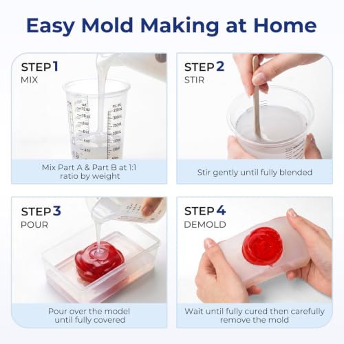 Nicpro 170oz Silicone Mold Making Kit 15A, Translucent Silicones Rubber | Non-Toxic Flexible & Food Safe Mold Kit, Mix Ratio 1:1 Casting Silicone for Resin with Frame Housing - size: 170oz