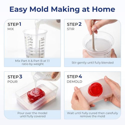 Nicpro 80oz Silicone Mold Making Kit, 15A Platinum Liquid Silicones Rubber | Flexible Silicone Molds Maker Mix Ratio 1:1 for Casting 3D Resins Candle Soap Molds DIY with Gloves, Sticks, Mixing Cups - size: 80oz