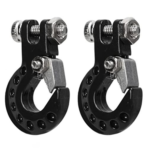 RC Winch Trailer Hook Set 2Pcs, Aluminum Alloy | Simulation Tow Hook | 1/10 Crawler Truck | SCX10 D90 Compatible| 18.5x11.5mm/0.7x0.5in(Black) - color: Black