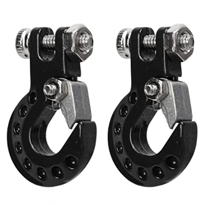 RC Winch Trailer Hook Set 2Pcs, Aluminum Alloy | Simulation Tow Hook | 1/10 Crawler Truck | SCX10 D90 Compatible| 18.5x11.5mm/0.7x0.5in(Black) - color: Black