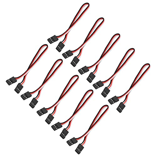 10PCS 3 Pin Servo Extension Cable Futaba JR RC Car Helicopter Aircraft Brass Core Connector Wire (200mm Female to Female) - size: 200mm female to female