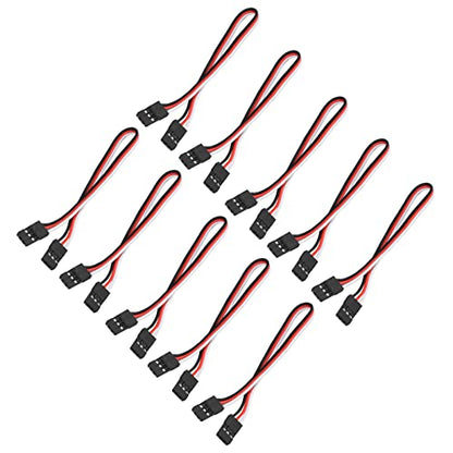10PCS 3 Pin Servo Extension Cable Futaba JR RC Car Helicopter Aircraft Brass Core Connector Wire (200mm Female to Female) - size: 200mm female to female