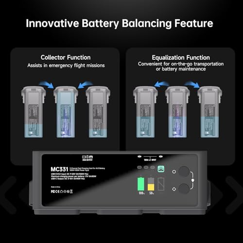 Air 3s Smart Battery Charging Hub, 200W USB-C Fast Charging for DJI Air 3 Series Intelligent Flight Batteries Plus Three-Channel Parallel with Discharge Storage Function LED Lighting - size: Air 3s
