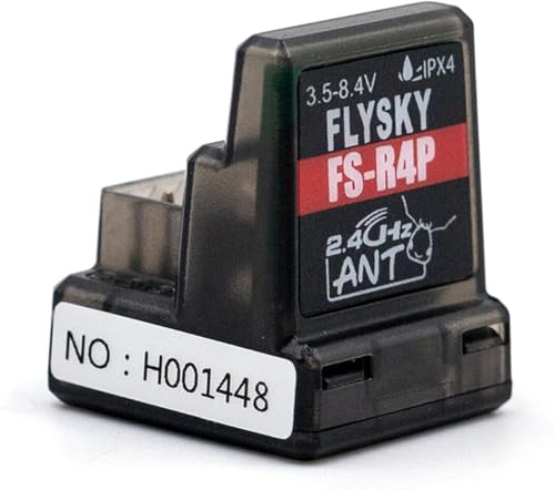 Flysky FS-R4P 4CH Receiver 2.4GHz ANT for RC Car/Boat | ANT Protocol, 2.4GHz Signal 4 PWM Outputs, Single Antenna, Compatible with FS‑G7P, FS‑ST8, FS‑MG41 & FS‑MG4