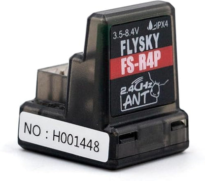 Flysky FS-R4P 4CH Receiver 2.4GHz ANT for RC Car/Boat | ANT Protocol, 2.4GHz Signal 4 PWM Outputs, Single Antenna, Compatible with FS‑G7P, FS‑ST8, FS‑MG41 & FS‑MG4