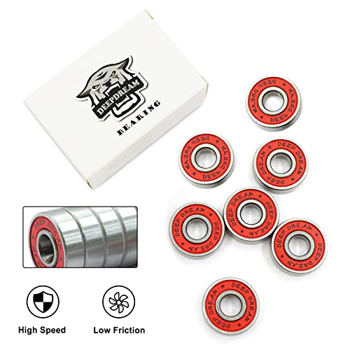 Premium 20Pcs 608rs Bearings Skateboard Bearings Longboard Bearings (8x22x7mm) for Skate Double Rubber Sealed Deep Groove - size: 608-2rs-red