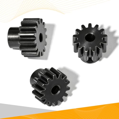 3PCS 32P Pinion Gear #45 Hardened Steel 3.175mm - 13T 14T 15T 0.8M Motor Pinion Gear Set for 1/10 RC Car, Compatible with Traxxas Arrma Tamiya Losi Brushless Brushed Motor Upgrade Parts - size: 13 14 15T
