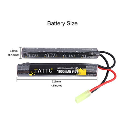 TATTU 9.6V NiMH Battery 1600mAh Butterfly Nunchuck Stick Rechargeable Battery Pack with TMY Connector for Airsoft ICS CA TM SRC JG G36 G&M733