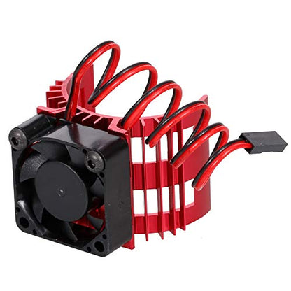 GoolRC Aluminum Alloy Motor Heatsink Cover with Cooling Fan for 3650 Brushless Motor Compatible with WLtoys A959-B A979-B 144001 124019 1/12 /14 RC Car (Red)