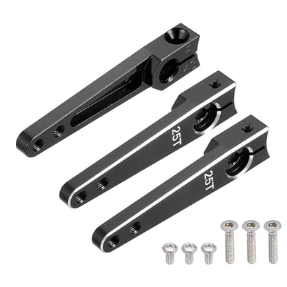 MECCANIXITY Aluminum Alloy 1.5 inch 25T Steering Servo Arm Horn Black for Car/Boat/Airplane Boat Accessories Pack of 3 - color: Black