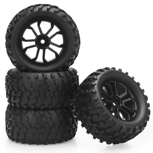 RC Car Tires and Wheels, daitoku 12mm Hex RC Truck Tires for TRAXXAS AXIAL Rlaarlo MJX HBX WL TRAXXAS 1/16 E-Revo HSP 94186 16208 16209 16210 WLtoys 144001 HBX2105A 3101A 1/14 1/16 Truck