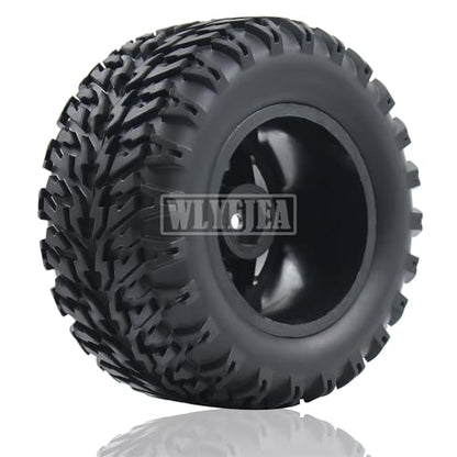 4PCS RC Truck Tires Set 12mm Hex Hub Plastic Wheel Rim Compatible with 1/12 LOSI LMT 4WD Solid Axle Monster Truck 1/12 1/14 1/16 TRAXXA,REDCAT RC Racing Truck - color: Black 1