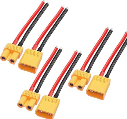 3 Pairs XT30 Pigtail,XT30 Wire XT30 Plug Male and Female Connector | with 5cm 14AWG Silicone Wire for RC Lipo Battery FPV Racing Drone - size: 14AWG XT30