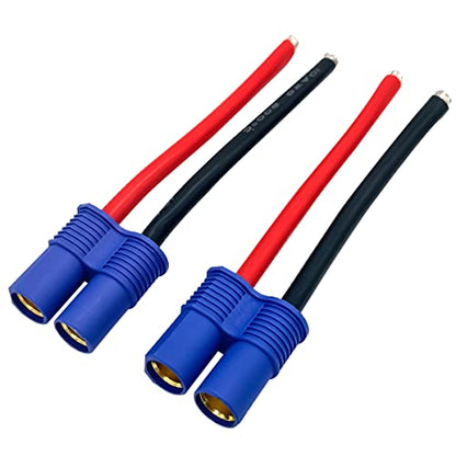 2Pairs EC8 Connector Male & Female Extension Cable with 10AWG 10cm Gauge Silicone Wire for RC Lipo Batteries Cars FPV Drones - style: EC8