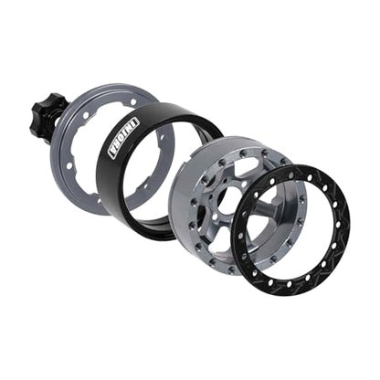 INJORA 1.3" Aluminium -5.25mm Offset Beadlock Wheels for 1/24 1/18 RC(Grey) - color: Grey