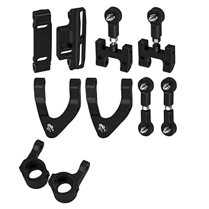 Upper & Lower Swing Arm Wheel Hex Adapter Steering Block Swing Arm Mount Steering Cup w/Bearing Set Compatible with WPL D12 1/10 RC Car Upgrade Part (Black) - color: Black
