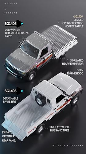RC Rock Crawler Model, 2.4GHz All-Terrain 15KM/H Remote Control Pickup Car with LED Lights, 1:14 Scale Off-Road Truck for Adults - color: Sg-1405 White