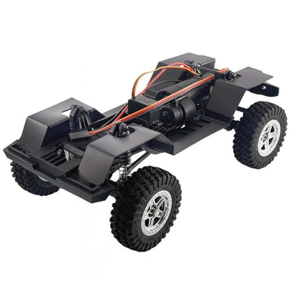 1/18 Scale RC Crawler Chassis Frame with Motor and Steering Servo, Nylon Roller Chassis Kit for Hobby RC Builds (Single Speed) - style: 2-Speed