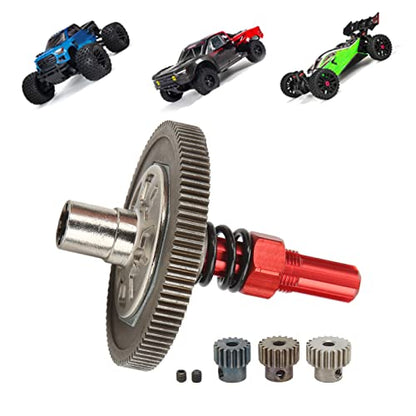 Slipper Gear Set, Spur Gear Slipper Clutch Set, 91T Gear Metal Gear Assembly Differential Upgrade Parts Metal Gear Assembly for ArrmaSenton 1/10 RC Cars (Red)