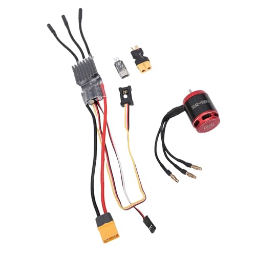 Keenso Brushless Motor Combo, Metal RC Crawler ESC Motor Set 1850KV 80A for Axial SCX10 High Performance Trail Use