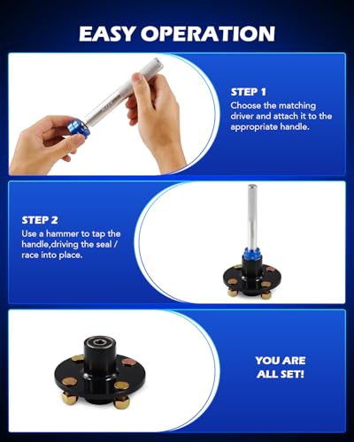 Orion Motor Tech OMT 33pc Bearing Press Kit for Small Vehicles | Bearing Race and Seal Driver Set with Metric SAE Adapters, Seal Driver Set with 3 Knurled Handles - style: Small