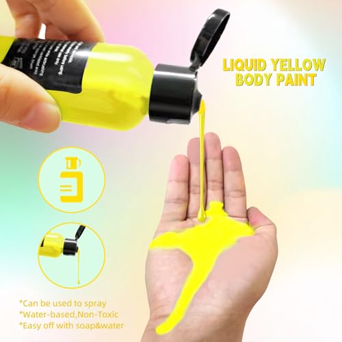 Go Ho Yellow Face Body Paint(2.1 oz),Yellow Makeup Water Based Face Paint and Body Paint for Airbrush Makeup, Special FX, Cosplay, and Halloween Make up - color: Yellow