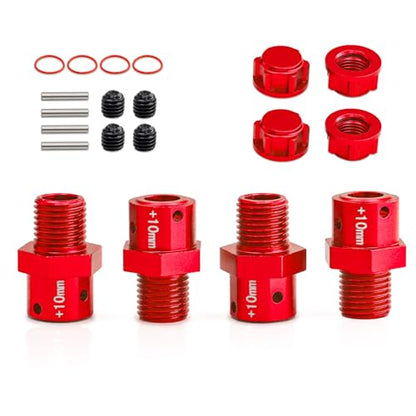 RC Wheel Hex 10mm Widen Wheel Hub Drive 17mm Hex with Anti-dust Cap Nuts 17mm Alum for Arrma Kraton Outcast Fireteam Mojave Infraction 6S Felony Limitless Upgrade Parts (Red)