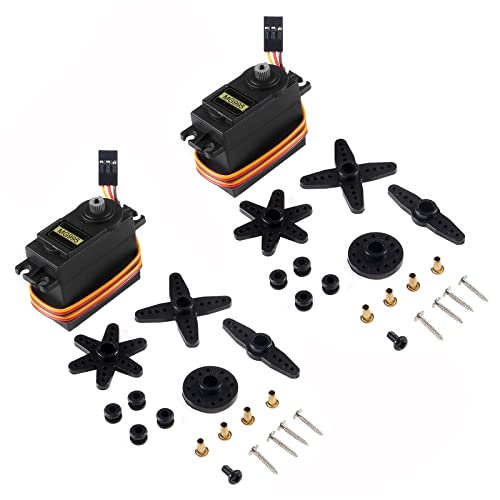 2pcs MG995 Servo Motor Control 180 Angle Metal Gear Servo 20KG Digital High Speed Torque Servo Motor for Smart Car Robot Boat RC Helicopter - size: MG995