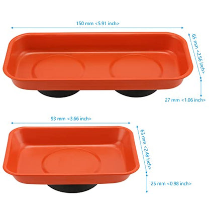 10 Piece Magnetic Parts Trays Set, 2 Sizes Stainless Steel Magnetic Tool Tray for Small Parts, Bolts, Nuts, Pins Tools Organization, 5.9x2.5/3.6x2.4 Inch, Orange