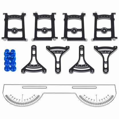 Aluminum Multi-Functional 1/10 RC On Road Car Alignment Tool Set– Camber/Toe/Slip Angle Gauge, Suspension Tuning Setup Gauge, Ultimate Suspension & Steering Adjustment Tool (Blue Set) - color: Blue Set