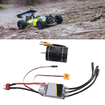 RC Brushless Motor ESC Combo, CNC Aluminum Heatsink 4300KV Motor with 75A ESC, 2S to 3S for 1 10 RC Cars Boats Trucks Racing Hobby Users