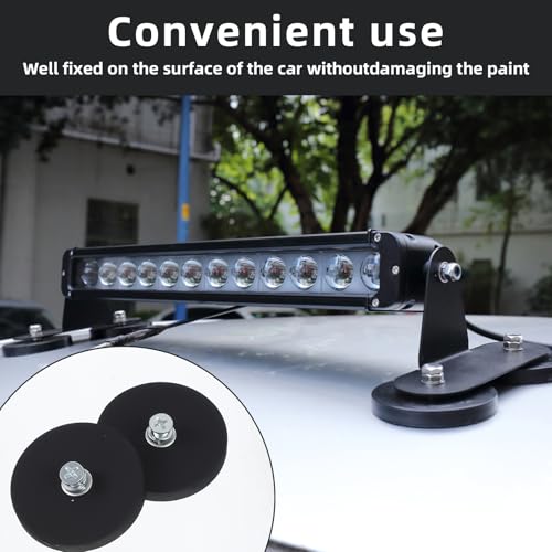 10Pcs Rubber Coated Anti-Scratch Mounting Magnets, 30LBS Neodymium Magnet Base with M5 Threaded Studs，Strong Magnets Hold The Base for Light Bar Mirror Camera Tool （10 Pack,1.69 Inch）