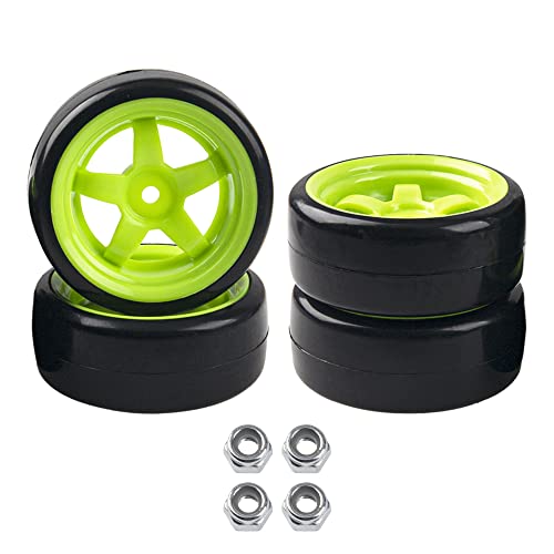 5-Spoke Hard Plastic Wheel Rims & Plastic Tires 12mm Hex & 1/10 RC Drift Tire Hard Plastic Tires & 12mm Hex Hub Wheel Rims