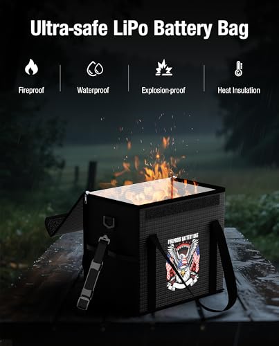 12V 50Ah LiFePO4 Lithium Battery Fireproof Safe Bag with Shoulder Strap, Large Capacity Explosion-Proof Container LiPO Guard Protective Case Waterproof Storage Box(9.4x6x8.5 Inches) - size: 9.4x6x8.5 Inches