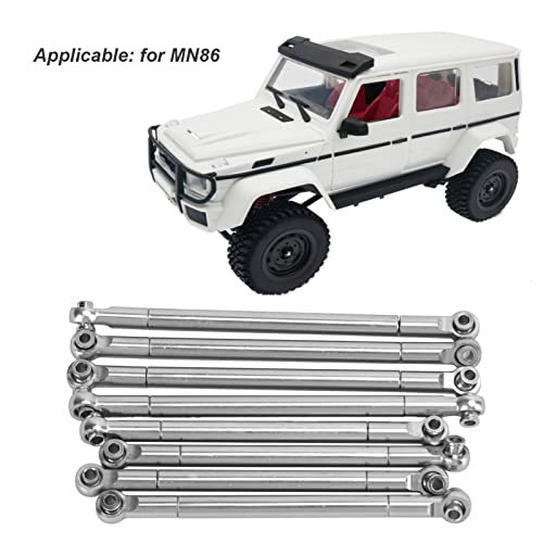 Dilwe RC Tie Rod, 8PCS Metal Full Car Tie Rod Tie Lever Link Pull Rod for MN86 Series Model Upgrade RC Car, RC Aluminum Linkages Steering Servo Rod RC Car Parts RC Accessories(Silver)