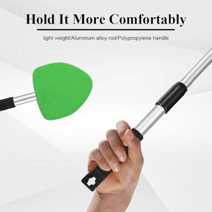 Windshield Cleaning Tool, Car Window Cleaner, Windshield Cleaner with 4 Washable Reusable Microfiber Pads and Extendable Handle, Auto Glass Wiper Cleaning Kit Universal for Car (Green) - color: Green