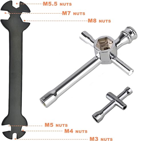 RC Multi-Function Wrench Turnbuckle Wrench with Cross Wrenches Sleeve 4mm 5mm 5.5mm 7mm/ 8mm 10mm 12mm 17mm Glow Plug Socket Hex Driver Hexagon Spanner for RC Auto Boat Drone Repair Tools