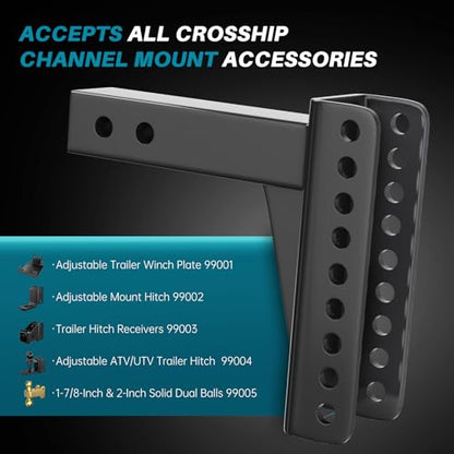 Replacement Shank for Adjustable Trailer Hitch Ball Mount - Fits 2'' Receiver, 6 Inch Drop/Rise Drop, DIY Your Adjustable Shank Tube with 99001、99002、99003、99004、99005 - color: 2'' Receiver 6'' Drop Hitch