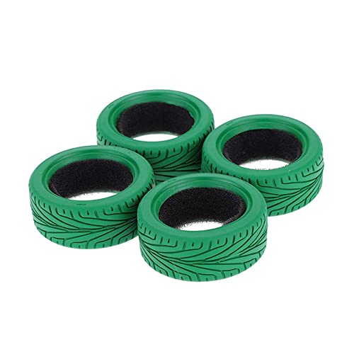 1/10 RC On-Road Car Tyres, 65mm Rubber RC Tire for 1/10 HSP Tamiya HPI Kyosho RC On Road Run-flating Car (Green) - color: Green