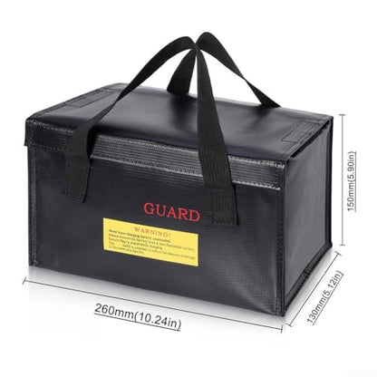 Secure lithium battery charging bag with flame retardant features for safe storage and transport of lithium polymer For remote control batteries (260 * 130 * 150MM)