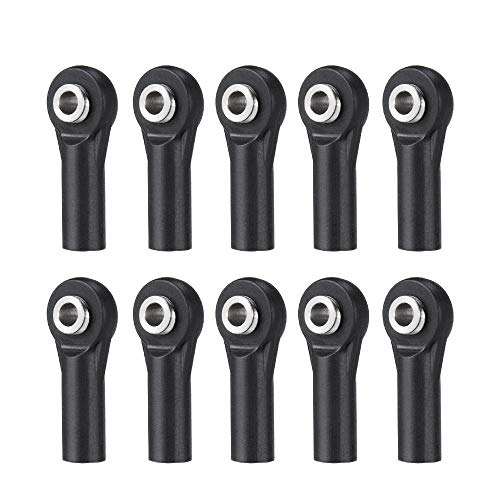 10Pcs M3 Plastic Bent Rod Ends,Black M3 Crawler Width Balls Ends for Axial D90 SCX10 RC Car (Black B) - color: Black B