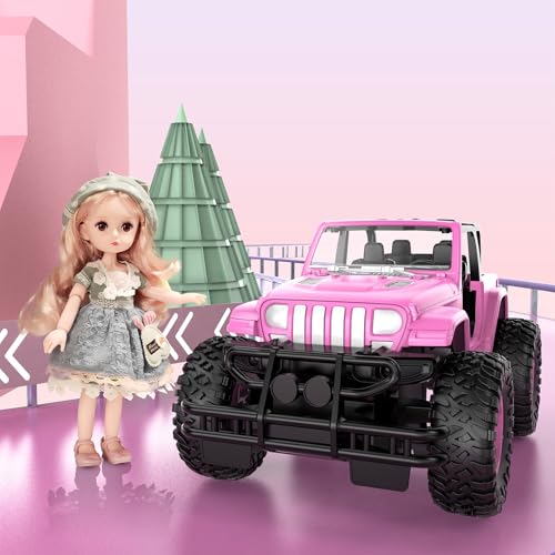 NQD RC Cars with DIY Sticker, Pink Remote Control Car for Girls, 2.4Ghz Jeep RC Trucks, Little Girl Toys Birthday Xmas for 3 Years Old and Up - color: Pink