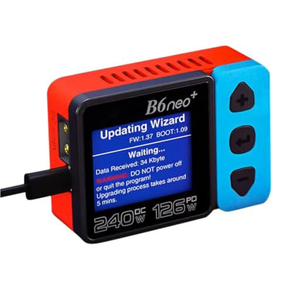 B6 neo B6neo+ 240W Smart Charger 10A PD 126W for RC Helicopter, Aircraft Li-Polymer/Life/Li-Ion/NiMH/NiCd/Lead Batteries (Red & Blue) - color: Red & Blue
