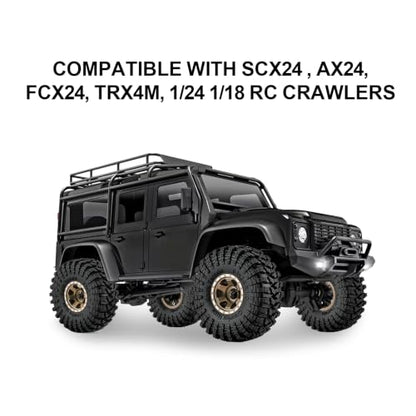 1.0" Beadlock Aluminum Wheels and 63mm Soft Rubber Tires | for SCX24, TRX4M, Ascent 18, FCX24, 1/18 1/24 RC Crawler, 7mm Hex, 0mm Offset, with Foam Inserts, (Bronze 345) - color: Bronze 345