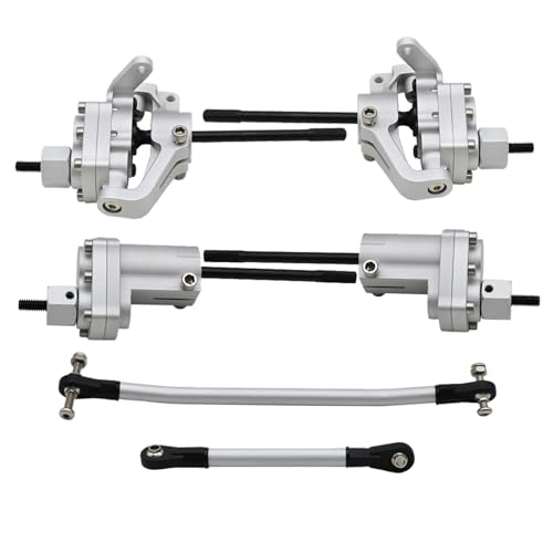 1/10 RC Crawler Aluminum Portal Front and Rear Axle Set for Axial SCX10 II 90046 90047 AR44 – CNC Alloy Axles with Steering Link Upgrade Parts for SCX10 Trucks (Silver Rear Axle) - color: Silver Rear Axle